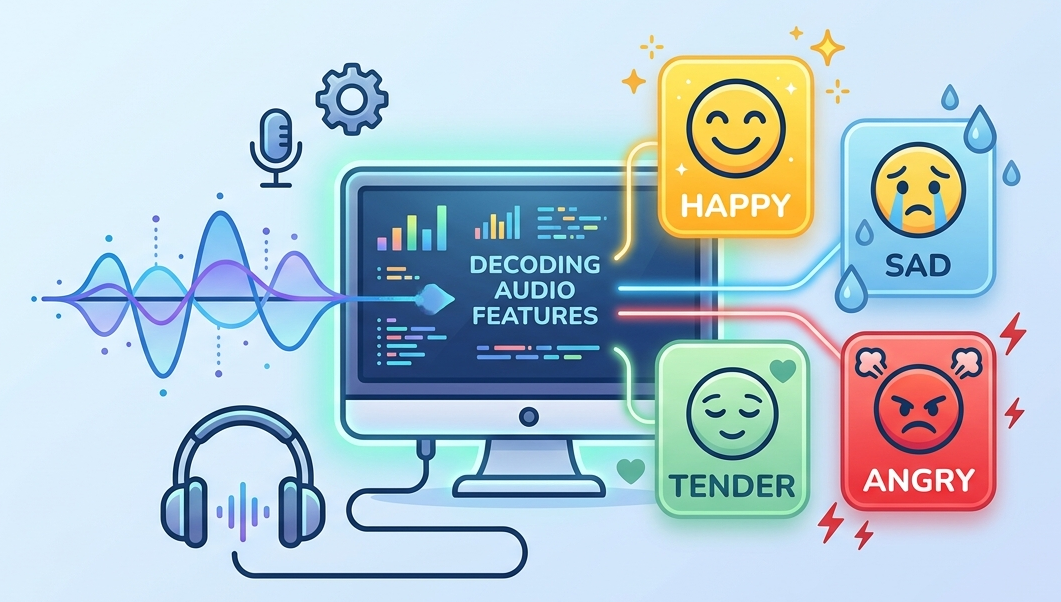 Music Emotion Recognition as one figure generated by Gemini AI
